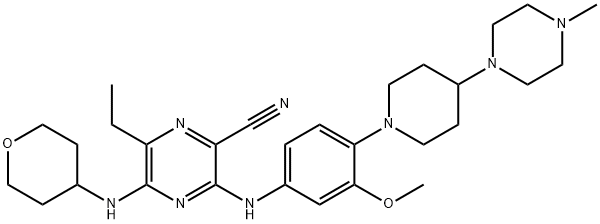 2-피라진카르보니트릴, 6-에틸-3-[[3-메톡시-4-[4-(4-메틸-1-피페라지닐)-1-피페리디닐]페닐]아미노]-5-[(테트라히드로-2H-피란- 4-일)아미노]-